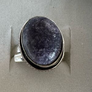 💕 Natural  Charoite Silver plated  Ring Size adjustable Purple Stone
